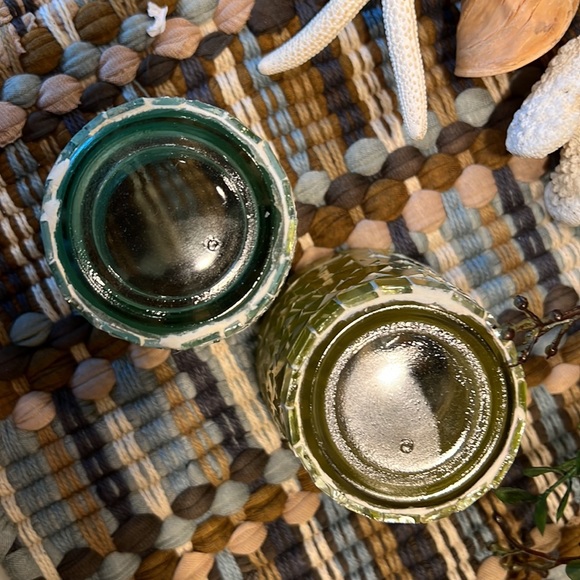Hallmark Mosaic Candle Holders. Set of 2. Blue & Green New in Box - Picture 5 of 11